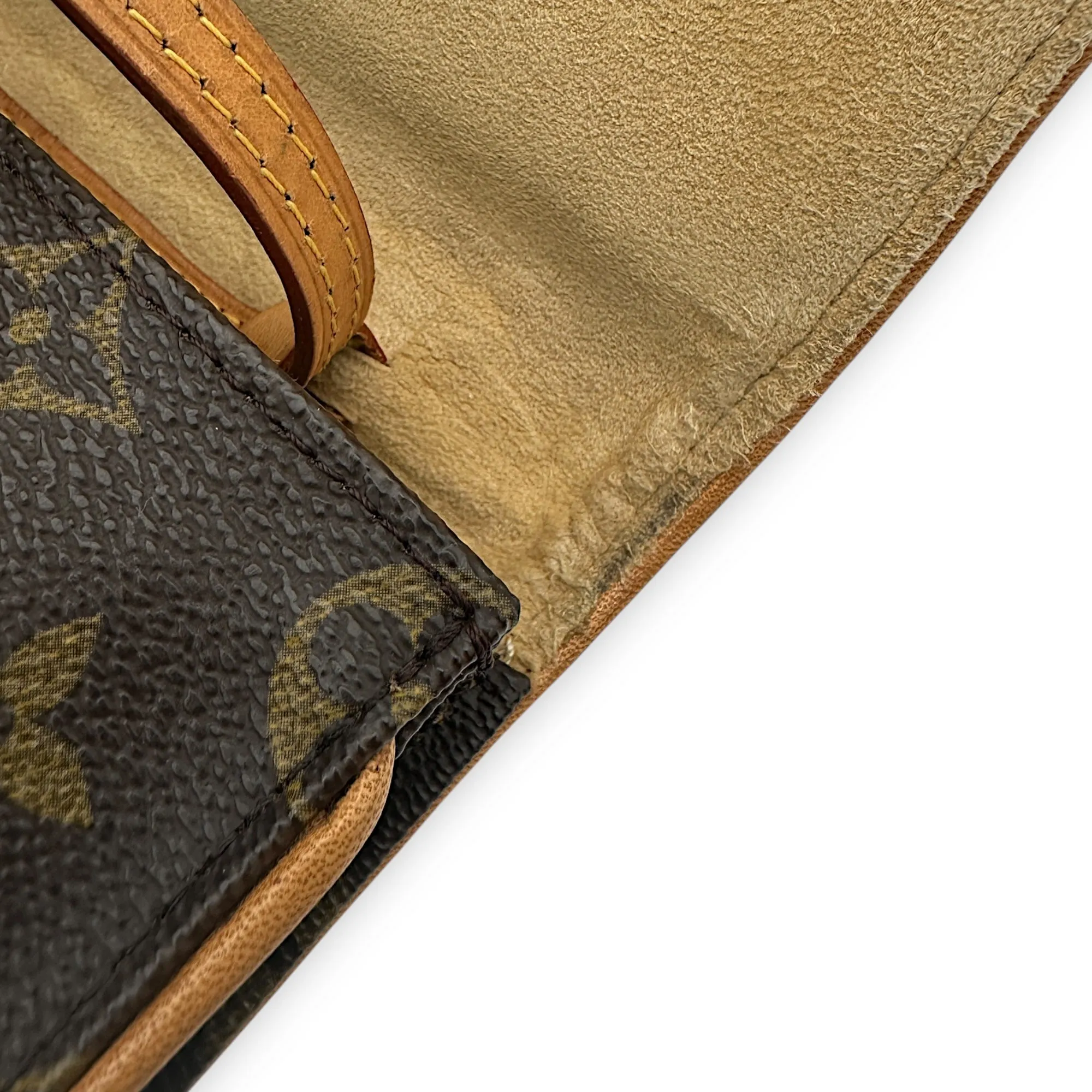 Twin Pochette Brown Crossbody Bag in Monogram Coated Canvas, Gold hardware