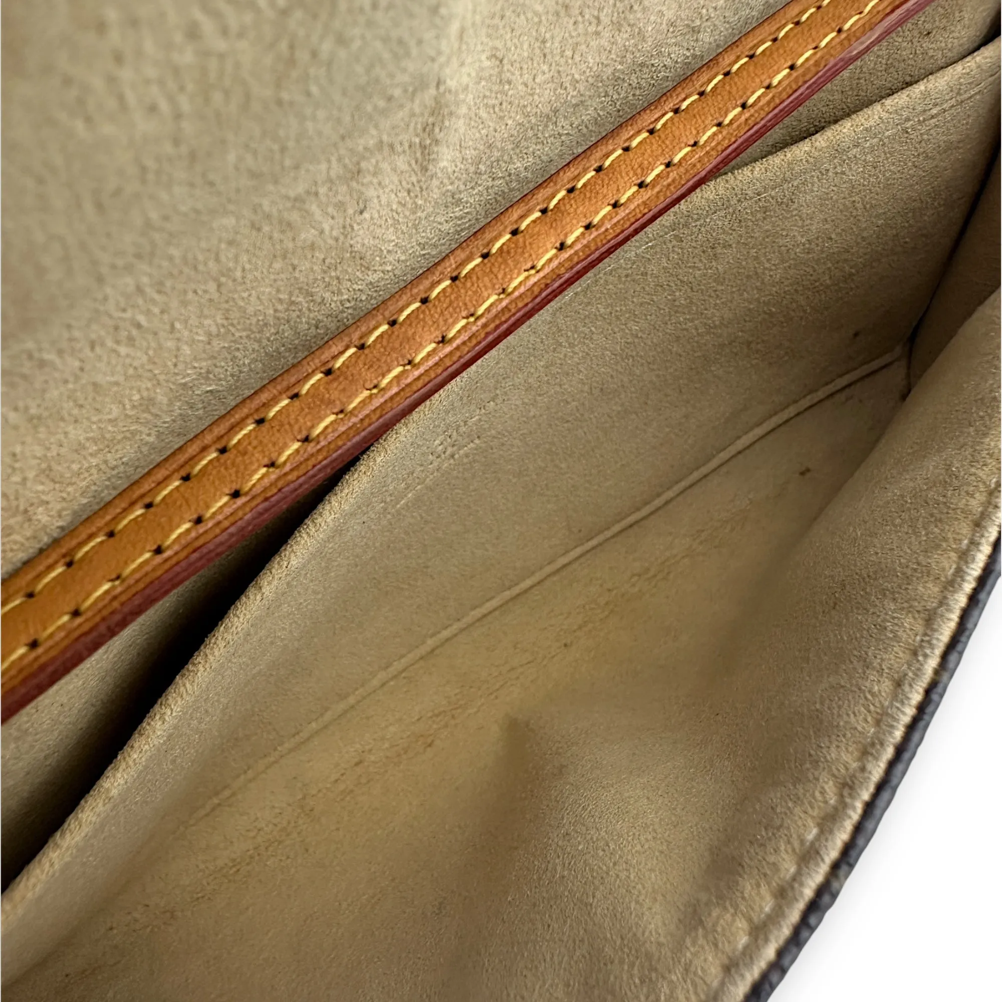 Twin Pochette Brown Crossbody Bag in Monogram Coated Canvas, Gold hardware