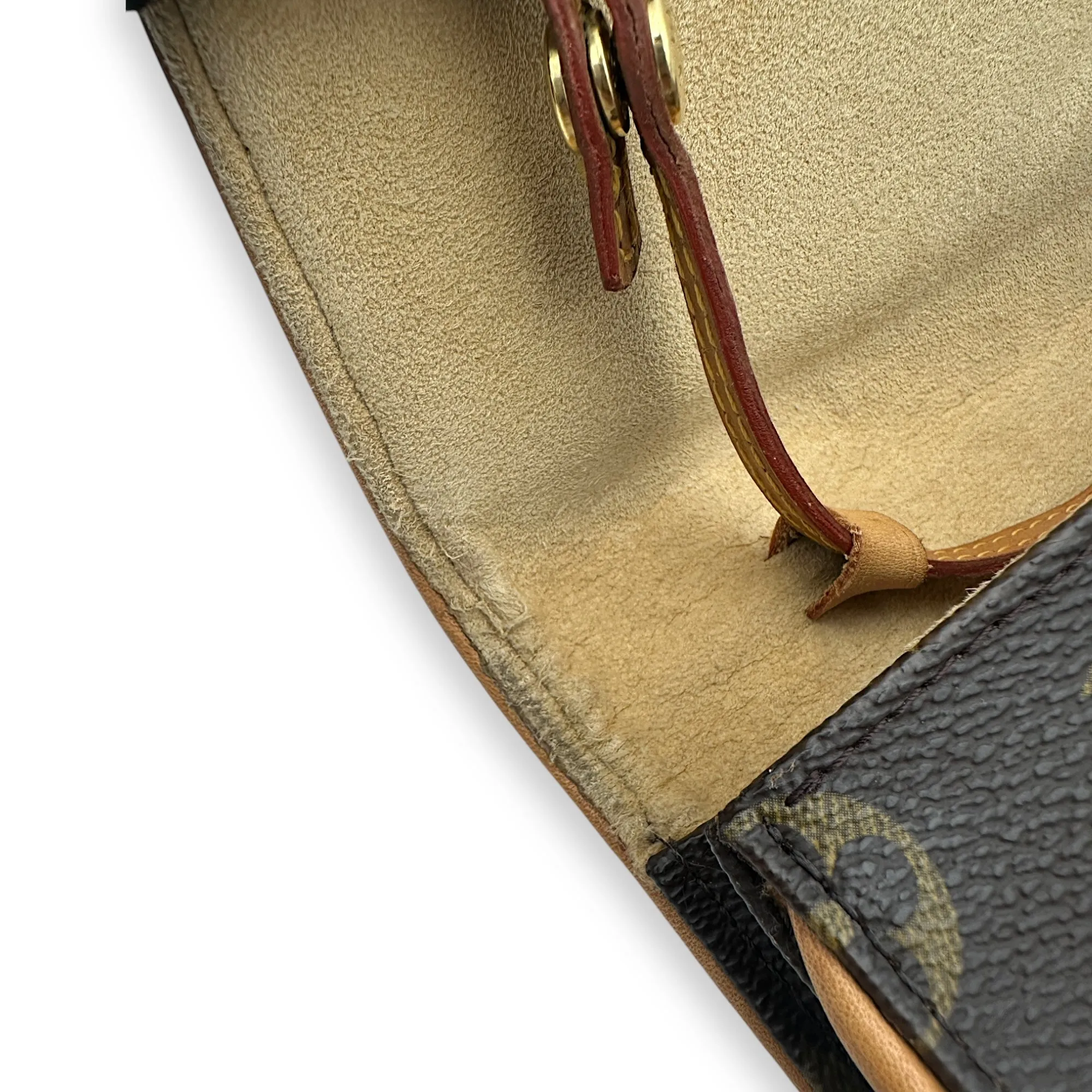 Twin Pochette Brown Crossbody Bag in Monogram Coated Canvas, Gold hardware