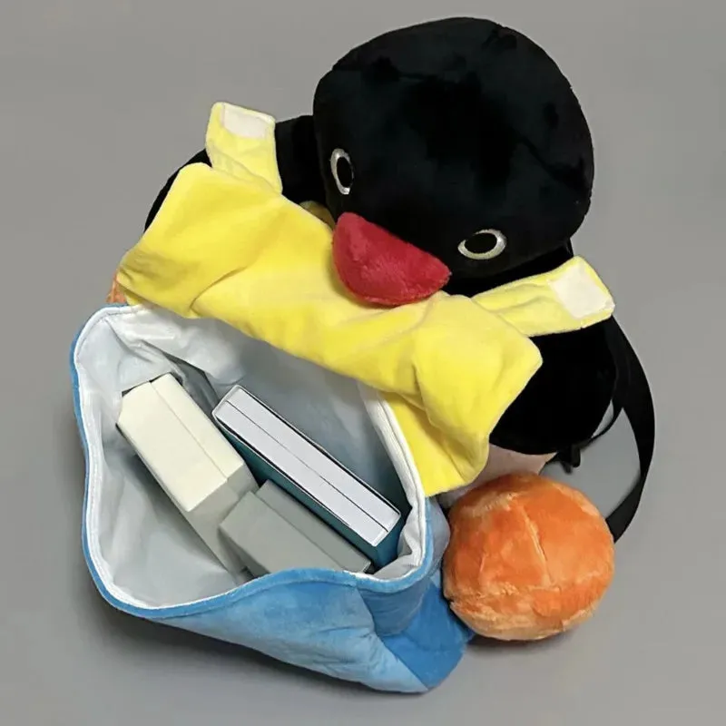 Uakiss 3D Anime Penguin Cute Backpacks Girls Patchwork Harajuku Plush Doll Bags Cotton Splicing Casual Storage Bags Japanese Bags Gifts