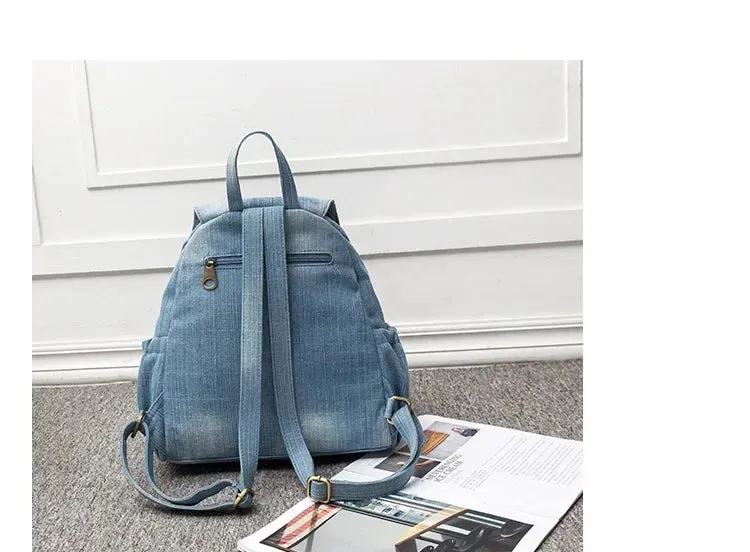 UAKISS  -  Denim Backpack Women's Leisure Travel Outing Shoulder Bag Large capacity Fashion Female Schoolbags Suitable For Girls Daypack