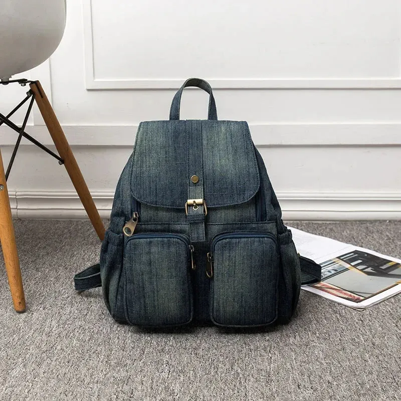 UAKISS  -  Denim Backpack Women's Leisure Travel Outing Shoulder Bag Large capacity Fashion Female Schoolbags Suitable For Girls Daypack