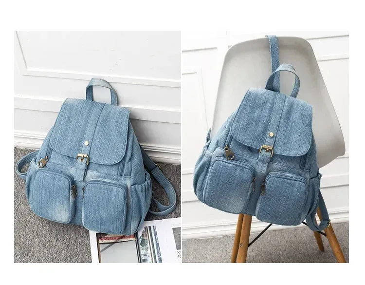 UAKISS  -  Denim Backpack Women's Leisure Travel Outing Shoulder Bag Large capacity Fashion Female Schoolbags Suitable For Girls Daypack