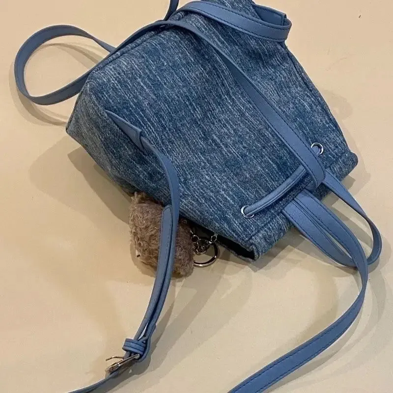 UAKISS  -  Denim Butterfly Y2k Aesthetic Backpack Vintage Japanese Preppy Sweet Schoolbags Women Students Casual Kawaii All Match Backpacks