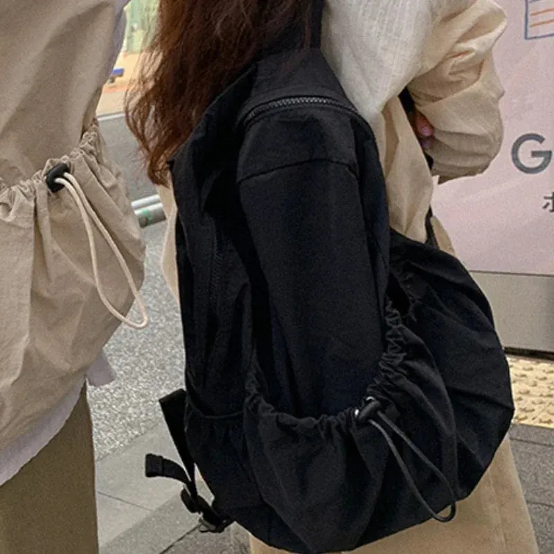 UAKISS  -  Fashion Streetwear Grunge Backpacks New Casual Vintage Pleated Schoolbags Women High-capacity Y2k Backpack for College Students