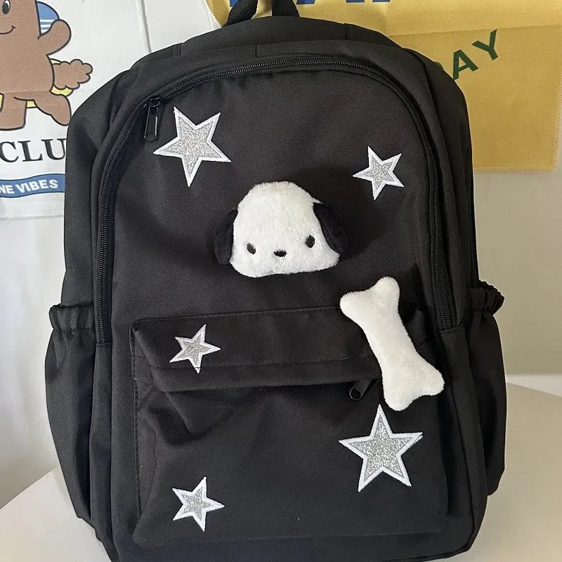 Uakiss Girls Star Y2k Backpack Korean Fashion Casual Cute Dog School Bag Latge Capcity Grey Waterproof Nylon Travel Bags Children Bag