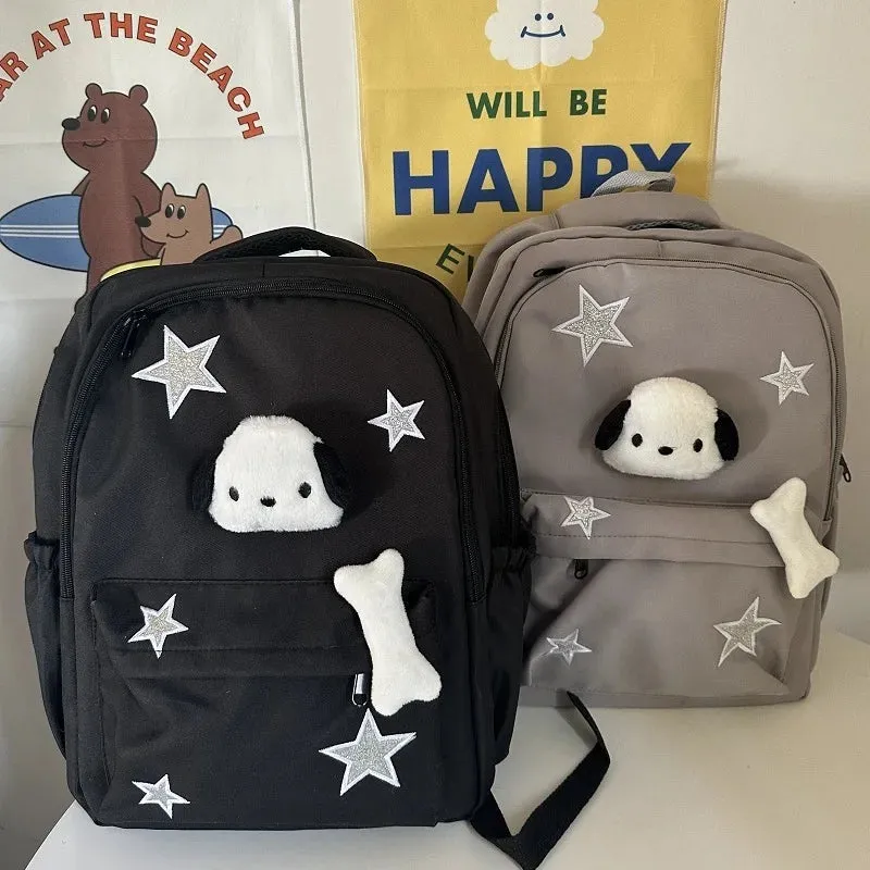 Uakiss Girls Star Y2k Backpack Korean Fashion Casual Cute Dog School Bag Latge Capcity Grey Waterproof Nylon Travel Bags Children Bag