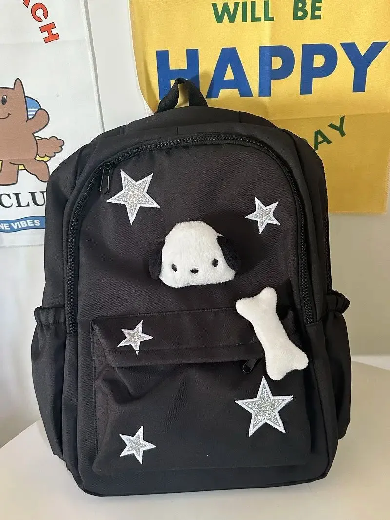 Uakiss Girls Star Y2k Backpack Korean Fashion Casual Cute Dog School Bag Latge Capcity Grey Waterproof Nylon Travel Bags Children Bag