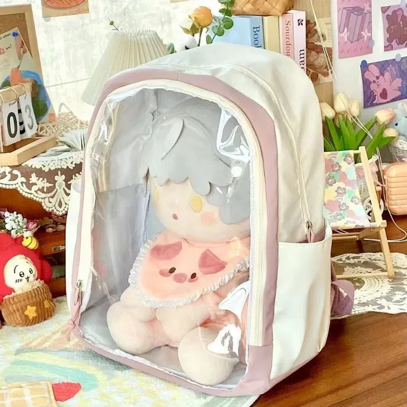 Uakiss Japanese Fashion Womens Backpack Transparent Lolita Jk Large Capacity Casual Backpacks College Style Student Doll Ita Bag