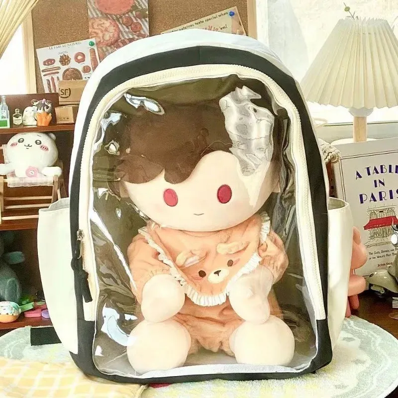 Uakiss Japanese Fashion Womens Backpack Transparent Lolita Jk Large Capacity Casual Backpacks College Style Student Doll Ita Bag