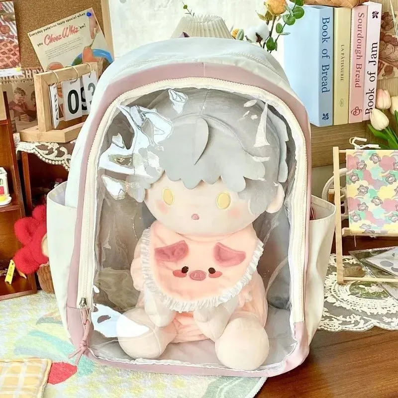 Uakiss Japanese Fashion Womens Backpack Transparent Lolita Jk Large Capacity Casual Backpacks College Style Student Doll Ita Bag