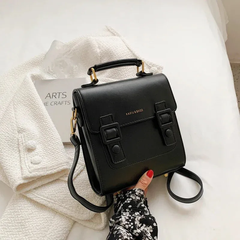 UAKISS  - Women Leather Backpack Shoulder Bag Small Designer Backpack Female Girls Fashion Daypacks Teenager School Bag Mochila Feminina