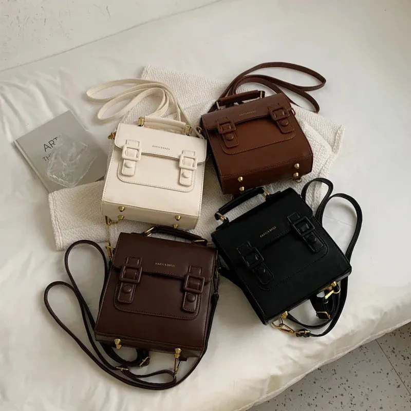 UAKISS  - Women Leather Backpack Shoulder Bag Small Designer Backpack Female Girls Fashion Daypacks Teenager School Bag Mochila Feminina