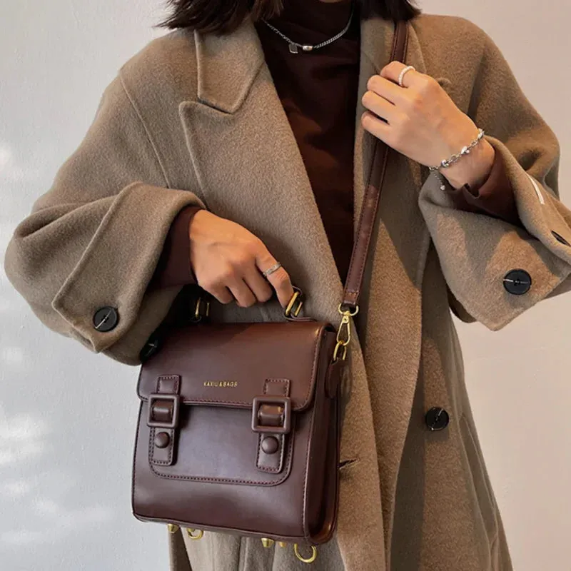 UAKISS  - Women Leather Backpack Shoulder Bag Small Designer Backpack Female Girls Fashion Daypacks Teenager School Bag Mochila Feminina