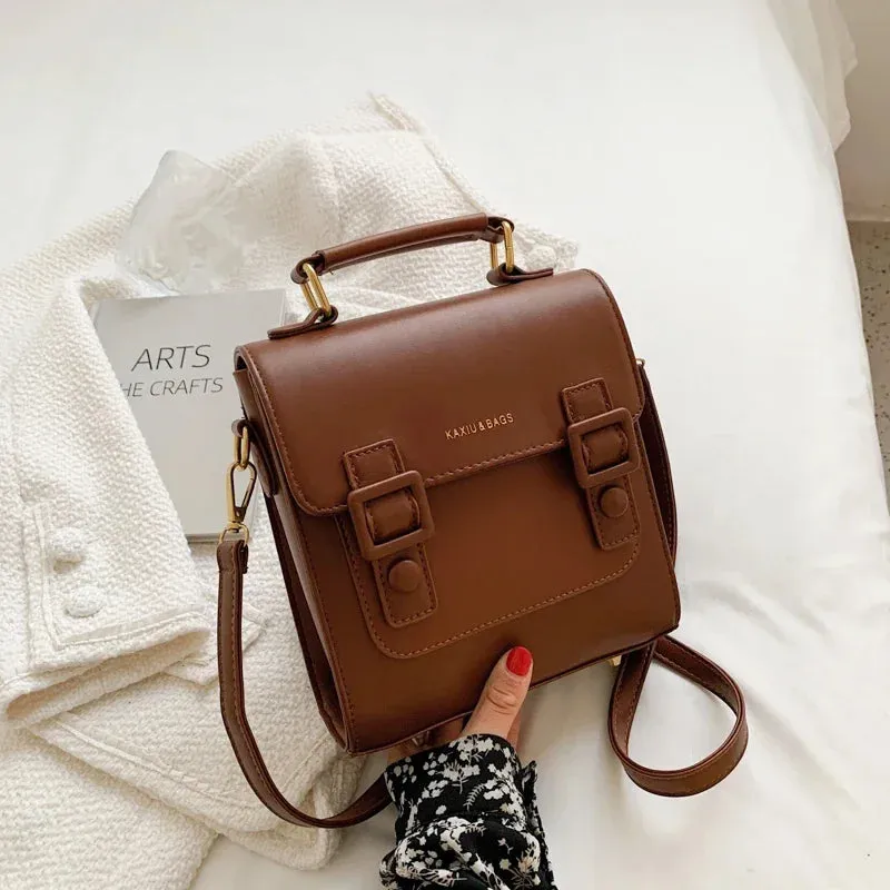 UAKISS  - Women Leather Backpack Shoulder Bag Small Designer Backpack Female Girls Fashion Daypacks Teenager School Bag Mochila Feminina