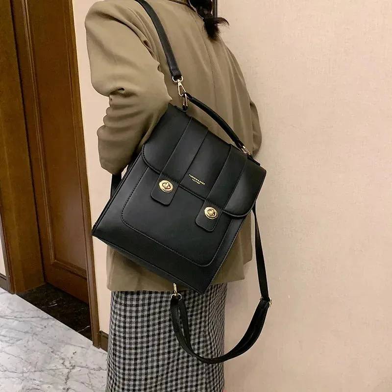 UAKISS  - Women Leather Backpack Shoulder Bag Small Designer Backpack Female Girls Fashion Daypacks Teenager School Bag Mochila Feminina