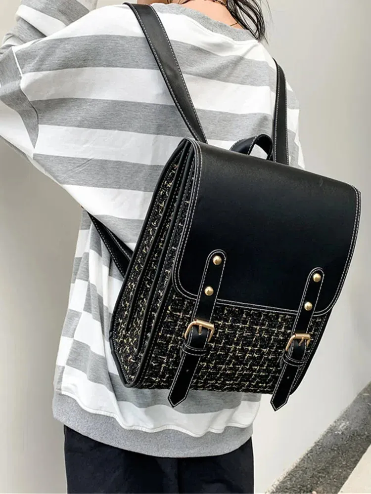 UAKISS  - Women Leather Backpack Shoulder Bag Small Designer Backpack Female Girls Fashion Daypacks Teenager School Bag Mochila Feminina