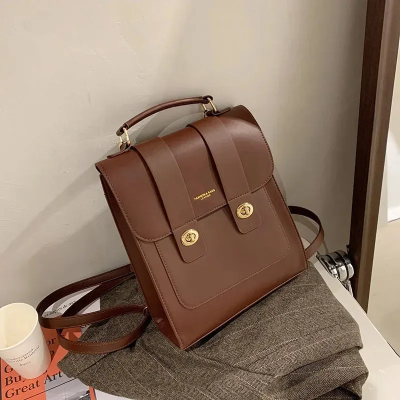 UAKISS  - Women Leather Backpack Shoulder Bag Small Designer Backpack Female Girls Fashion Daypacks Teenager School Bag Mochila Feminina